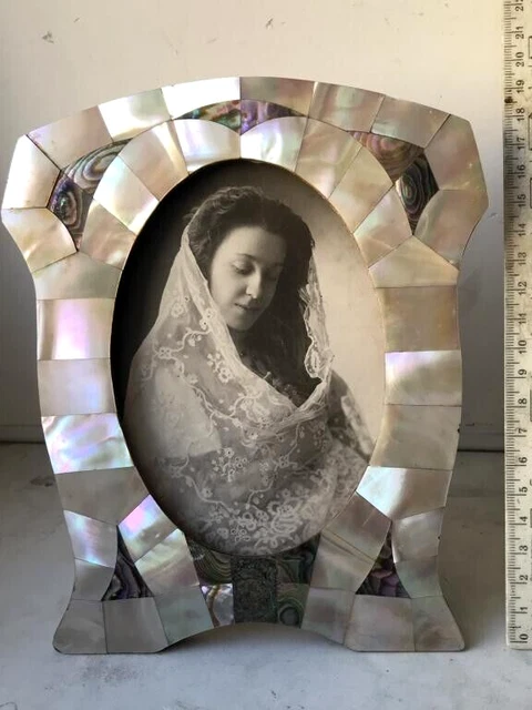 1904 Antique Imperial Early Modern Hand Made Photo Frame Mother-of-Pearl