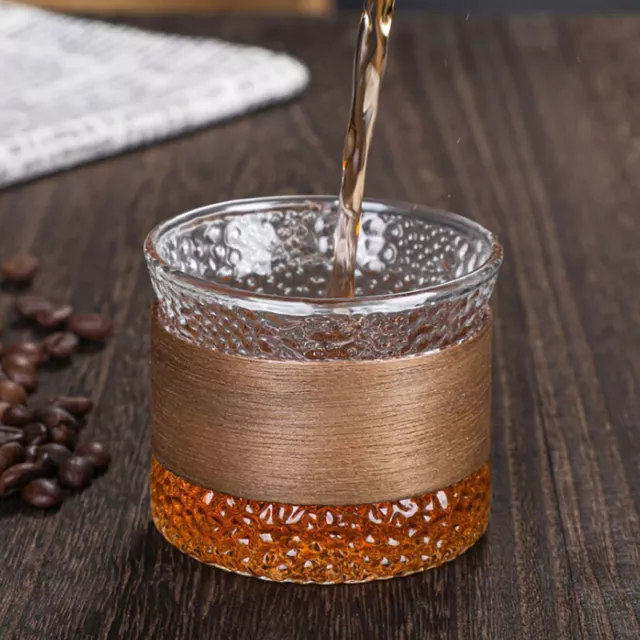 Glass Coffee Mug Walnut Cup Holder Glass Cup Drinking Glasses Kawaii Cup Tea MG