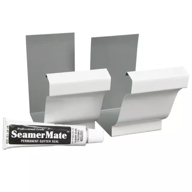 5 In. White Aluminum Gutter Seamers with Seamermate (2-Pack)