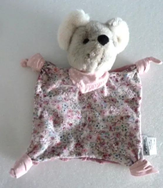 H7. DOUDOU PLAT STERNTALER SOURIS rose fleur bandana foulard pois blanc ETA NEUF