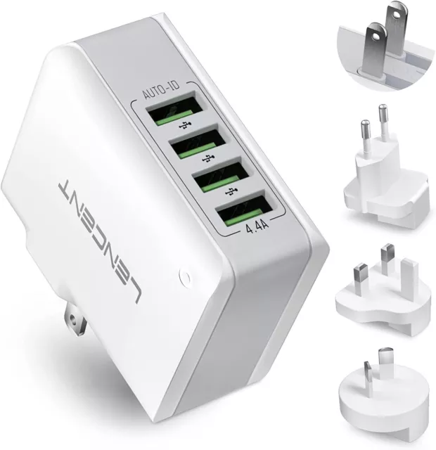 LENCENT Universal Power Travel Adapter w/ PD100W Super Fast Charging USB C  Port