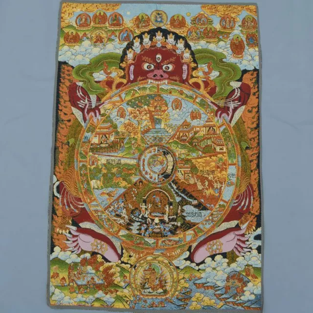 Painting Mural Nepalese Reincarnation Silk Satin Thangka Tibet Buddhism