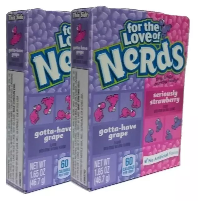 2x Nestle For The Love Of Grape And Strawberry Nerds 46.7g American Sweets - New