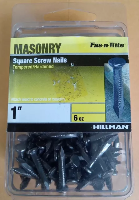 NOS Hillman HARDENED Steel MASONRY SQUARE Screw Nails 1 in. VOLUME DISCOUNT
