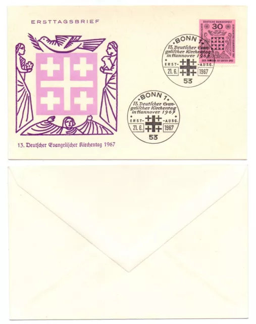 102529 - Mi.Nr. 536 - FDC - Bonn 21.6.1967 - Evangelischer Kirchentag