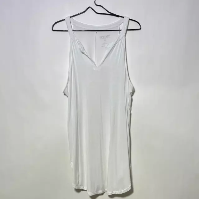 Torrid Tank Top Women's Plus 2X White Super Soft Knit V-Neck Tunic Length Blouse