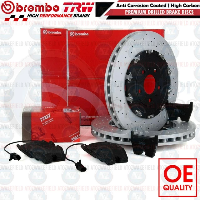 FOR AUDI RS4 B7 FRONT BREMBO BRAKE DISCS SET & TRW BRAKE PADS SENSORS