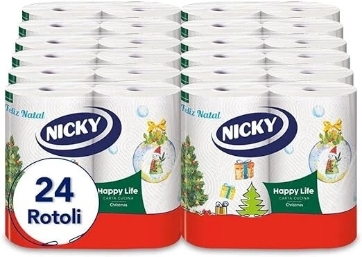 ✅Carta a 2 Veli Cucina Natalizia, 24 Rotoli Asciugatutto da 100 Strappi, Apertur