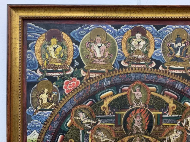 Thangka Bild auf Stoff/Platte Mandala Buddha Lebensrad Buddhismus Buddhist art 3