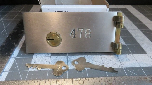 Antique L.L. Bates 1886 Safety Deposit Box Door, Hinges, 1 Op & 1 Guard Key #478