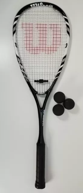 Wilson Squash Racket, Great Condition. Hyper Team. Black & White, With 3 X Balls