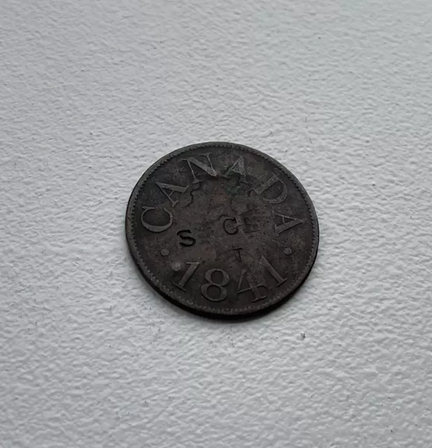 Rare Canada 1841 Half Penny Token Counter Stamped