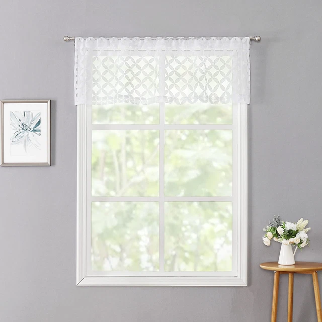 Lace Sheer Cafe Window Curtain Valance for Living Room, Knitted Yarn Light Fi...