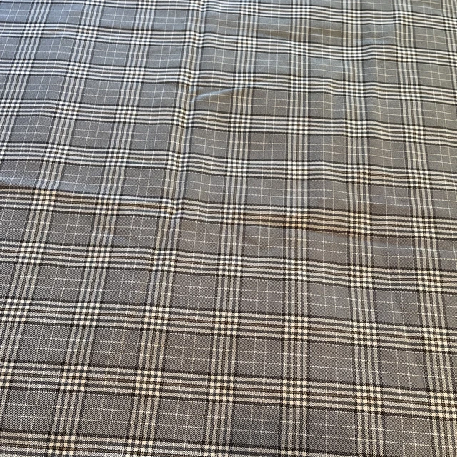 Vintage 2.5 Yards 60"W Plaid Black Gray Polyester Blend Suit Fabric 90”+ Long