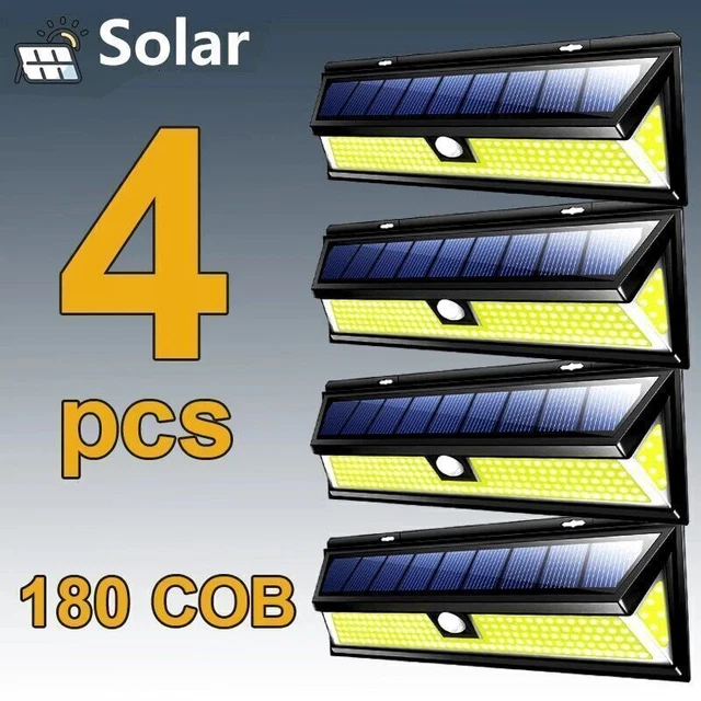 180LED Solarleuchte mit Bewegungsmelder Außen Solarlampe Sensor Garten Licht COB