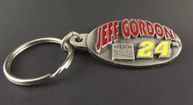 Collectible Solid Pewter Keychain Jeff Gordon #24 Nascar Dupont Enameled