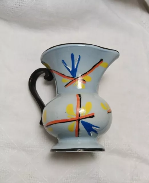 Vintage Lostro Small 3/10 Liter Czechoslovakia Art Pottery Pitcher Hand Painted