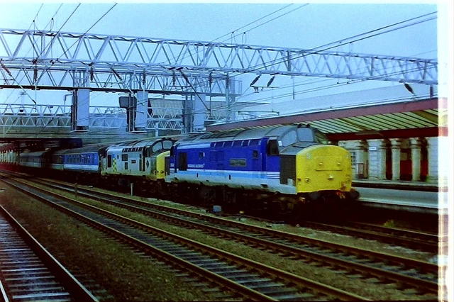 35MM RAILWAY COLOUR Negative Class 37 414 and 37 418 at Crewe £1.95 ...
