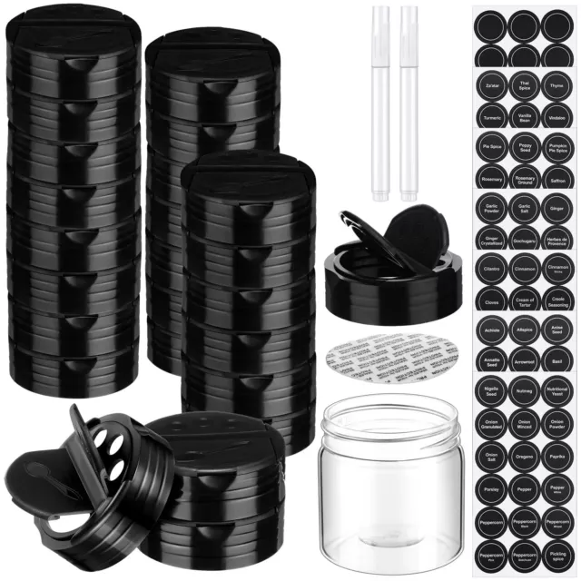 24 Pcs Plastic Spice Jar Lids Fits 4 oz Storage Jars Plastic Pour and Shaker ...