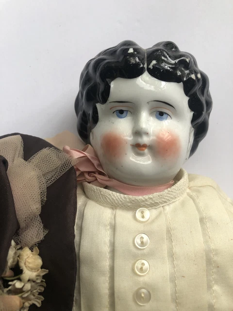 Antique China Head Doll 18” Needs repair