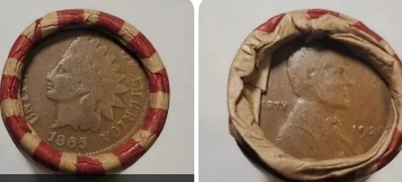 Roll of wheat pennies+ 1865 Indian Head penny+ 1920 D Lincoln wheat Cent#av