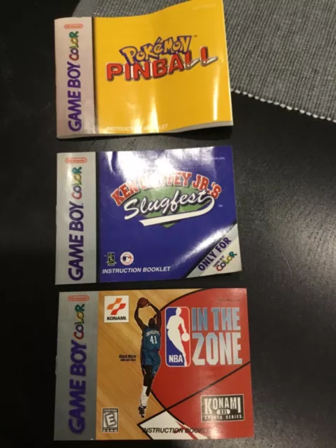 Nintendo Gameboy Color Manual Lot Pokemon Pinball Slugfest NBA In The Zone