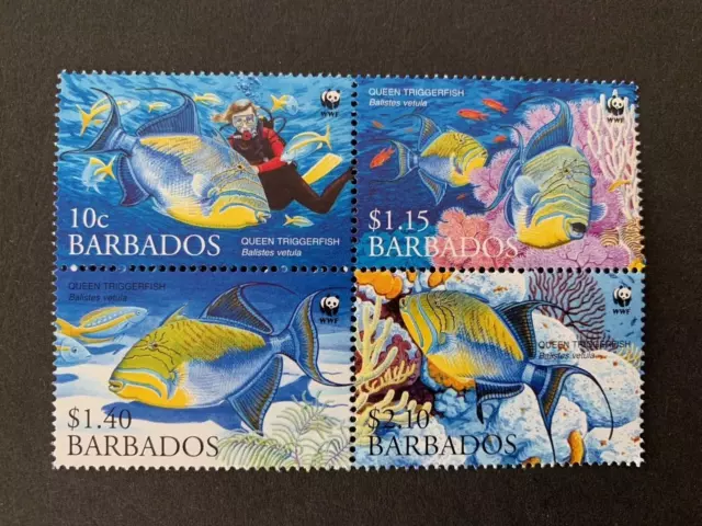 BARBADOS 2006 QUEEN TRIGGERFISH 4v MNH MINT SG1290/93 cv £6