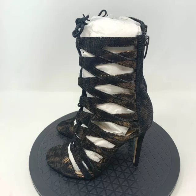 Via Spiga Teaira Sandals Womens Sz 5.5 Shoes Strappy Gladiator Caged Heels Black 2