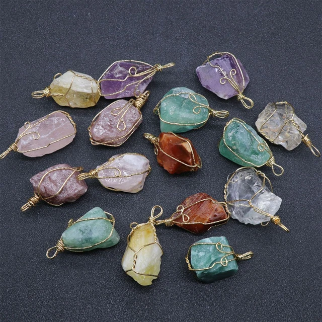 US Natural Gemstone Necklace Chakra Stone Pendant Energy Healing Crystal w/Chain 3