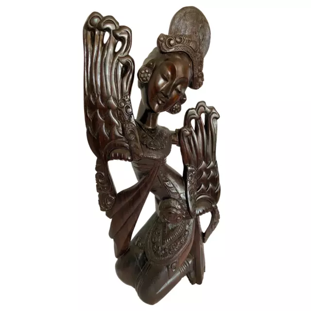 Balinese Legong Dancer Sculpture Hand Carved Sono Wood Carving Statue Bali Art
