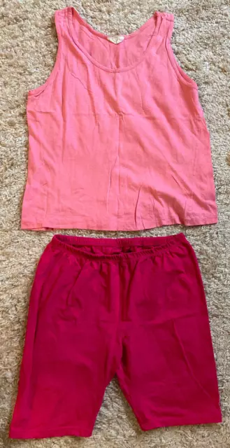 Magnifique Hors Du Temps Femme Sport Tenue 2tlg Short & T-Shirt Taille M Rose /