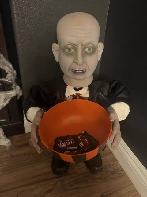 Gemmy Halloween Animated Butler Candy Bowl Treater Greeter Monster Prop Sound