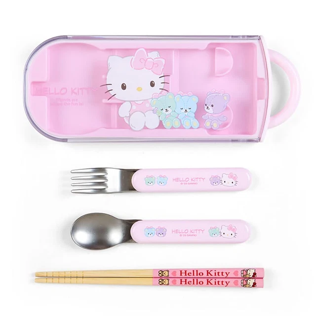 Sanrio Hello Kitty Lunch Trio Set Chopsticks Spoon Fork 015547 Japan