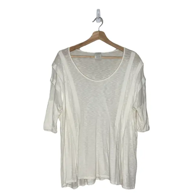 Ella Moss Shirt Womens Medium White Pleated Sheer Basic Staple Layering Normcore
