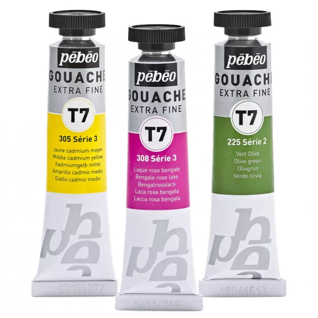 Pebeo T7 Extra Fine Artiste Gouache Aquarelle Peinture 20ml, Couleurs Assorties