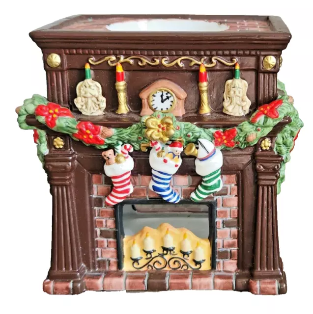 PartyLite Ceramic Christmas Hearthside Mantle Fireplace Aroma Melts Warmer P8115