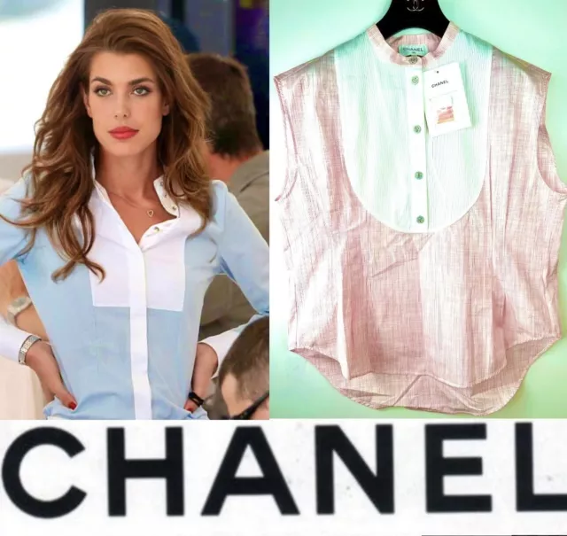 5K New Chanel 2020 Princess Pink White Top 42 44 10 12 Dress Jacket 20 Shirt M L