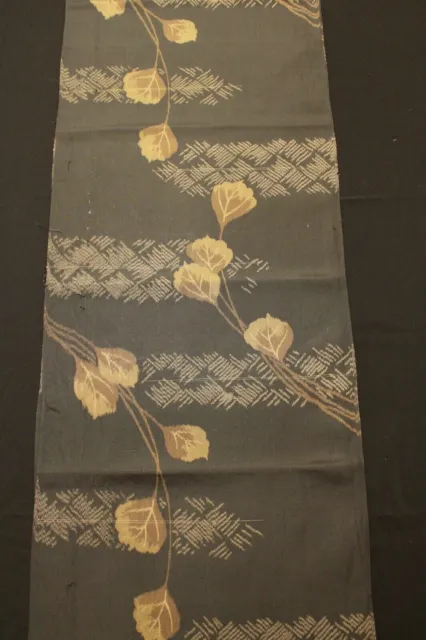 f-288 antique silk meisen kimono fabric - leaf- 14" x 59"