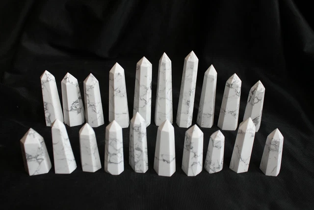 20 Natural White Howlite Stone Crystal Points Tower Polished Healing Wholesales