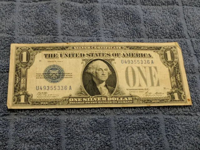 $1 One Dollar 1928A Series Silver Certificate Note Funny Back