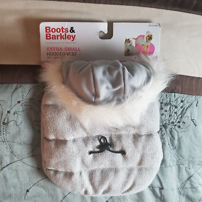 Boots & Barkley Hooded Vest Coat Pet Apparel Gray Extra Small