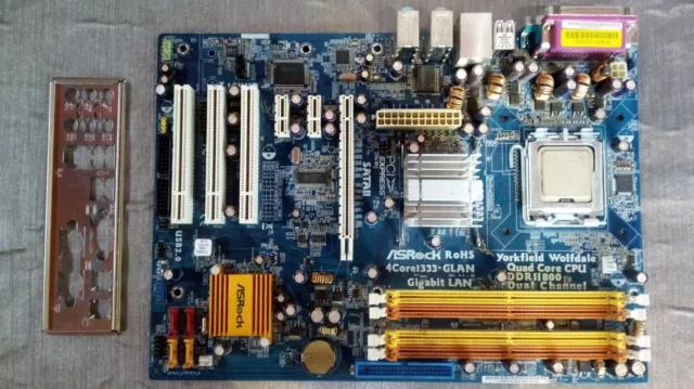 PLACA BASE ASROCK 4Core1333-GLAN LGA 775 + CPU CORE 2 DUO  E4500 + CHAPA TRASERA