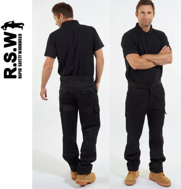 Ladies Cargo Combat Work Trousers Size 6 to 26 in Black or Navy By
