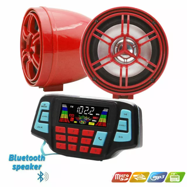 UTV ATV Bluetooth Amplifier Sound System Hand-free Speakers FM USB Audio System