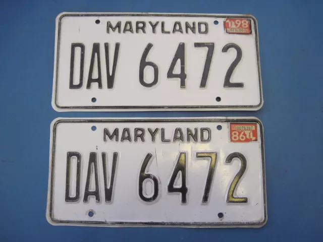 1986 Maryland DAV License Plates Matched Pair