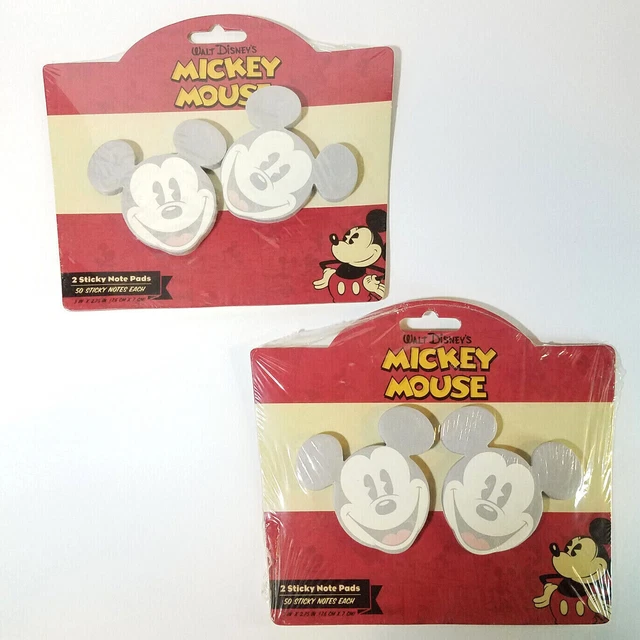 WALT DISNEYS MICKEY Mouse Two Sticky Note Pads 50 Sticky Notes Ea. FAB