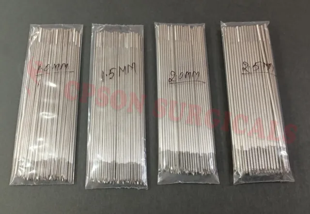 Veterinary Threaded K Wire 1.0mm, 1.5mm, 2.0mm & 2.5mm (Lot of 400pcs) SS