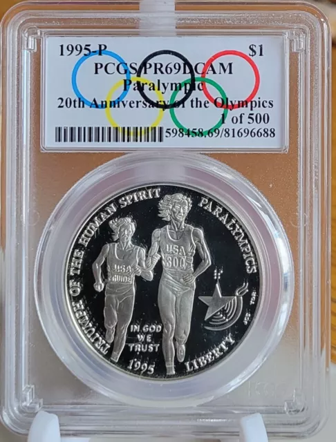 1995-P PCGS PR69DCAM PARALYMPIC COMMEMORATIVE SILVER DOLLAR  1 of 500