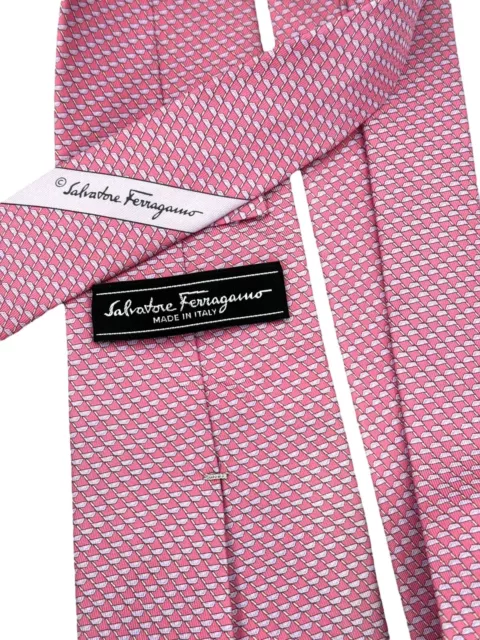 SALVATORE FERRAGAMO TIE Pink Platinum Print NWOT  Mens Silk Necktie 3