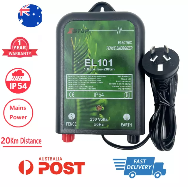 NEW 20km MAINS Power Electric Fence ENERGISER Charger 1J  - SYD Stock